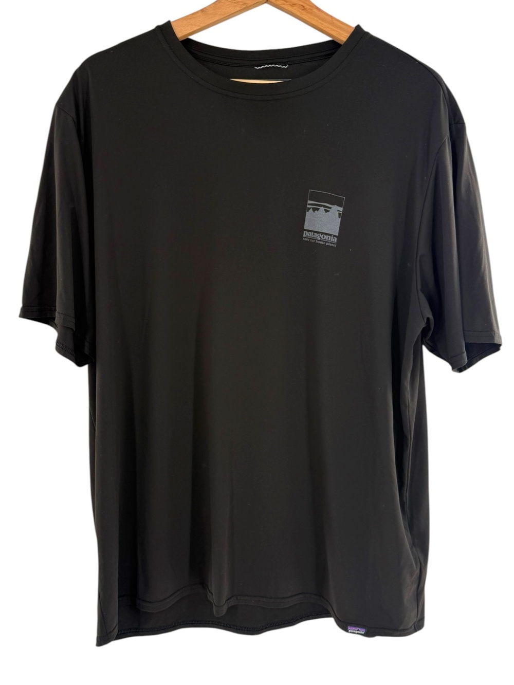 Patagonia Capilene Shirt Mens XL Black Save Our Home Planet Graphic Tee